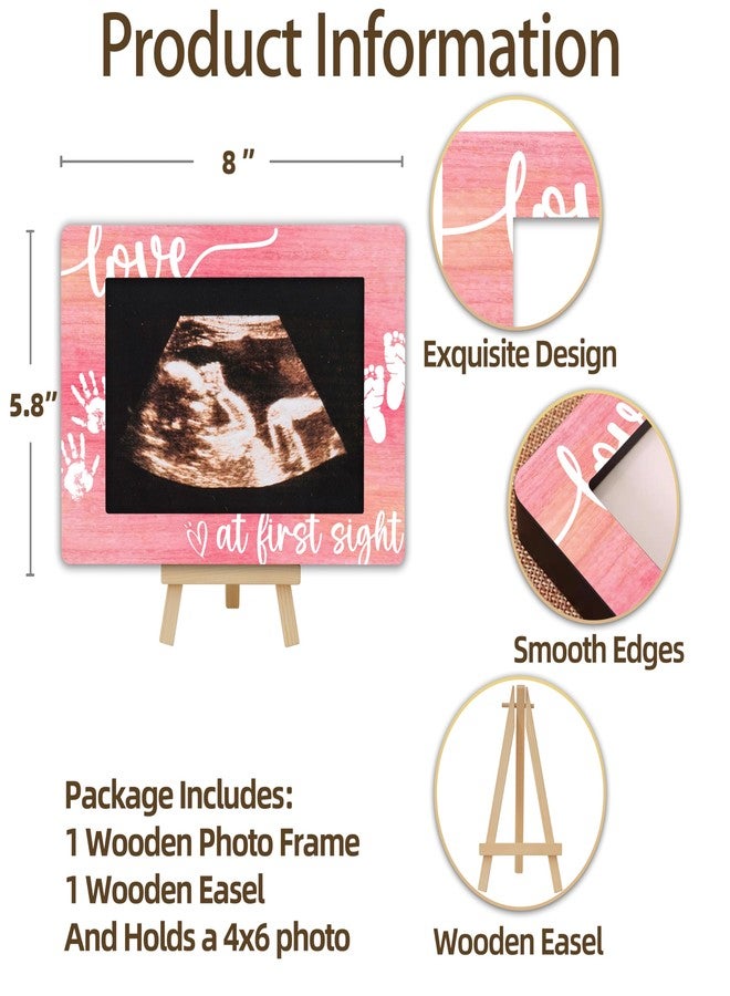 OXRUN New Mom Gifts, 4x6 Pregnancy Baby Ultrasound Picture Frame, Love at First Heartbeat Wooden Photo Frame with Easel, Nursery Decor - A04 - Image 2